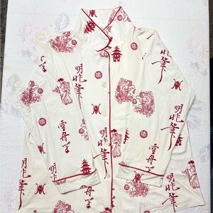 BedHead Cream Pajama Top with Red Dragon Print